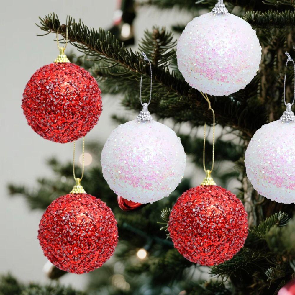 3Pcs 8cm Christmas Glitter Balls New Year Gold Sparkling Christmas Ball Ornaments DIY Sparkling Ball Pendants Party Ornaments