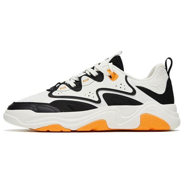 New Anta Life Collection Warm Slip Resistant Low Top Skateboard Shoes Men's White Yellow 112328052-4