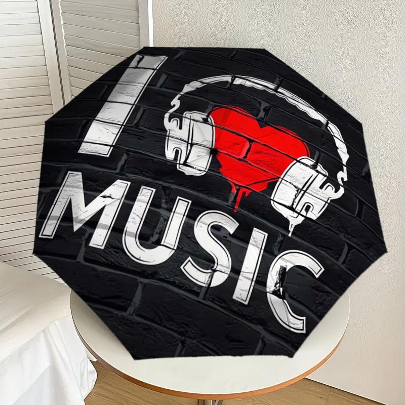 

1pc Love Heart Music Headphones Umbrella with Plastic Handle,Suitable for All Seasons Home Travel Outdoor UmbrellaDD544