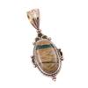 Natural Rhyolite Gemstone 925 Solid Sterling Silver Two Tone Pendant 1.75" F5a92