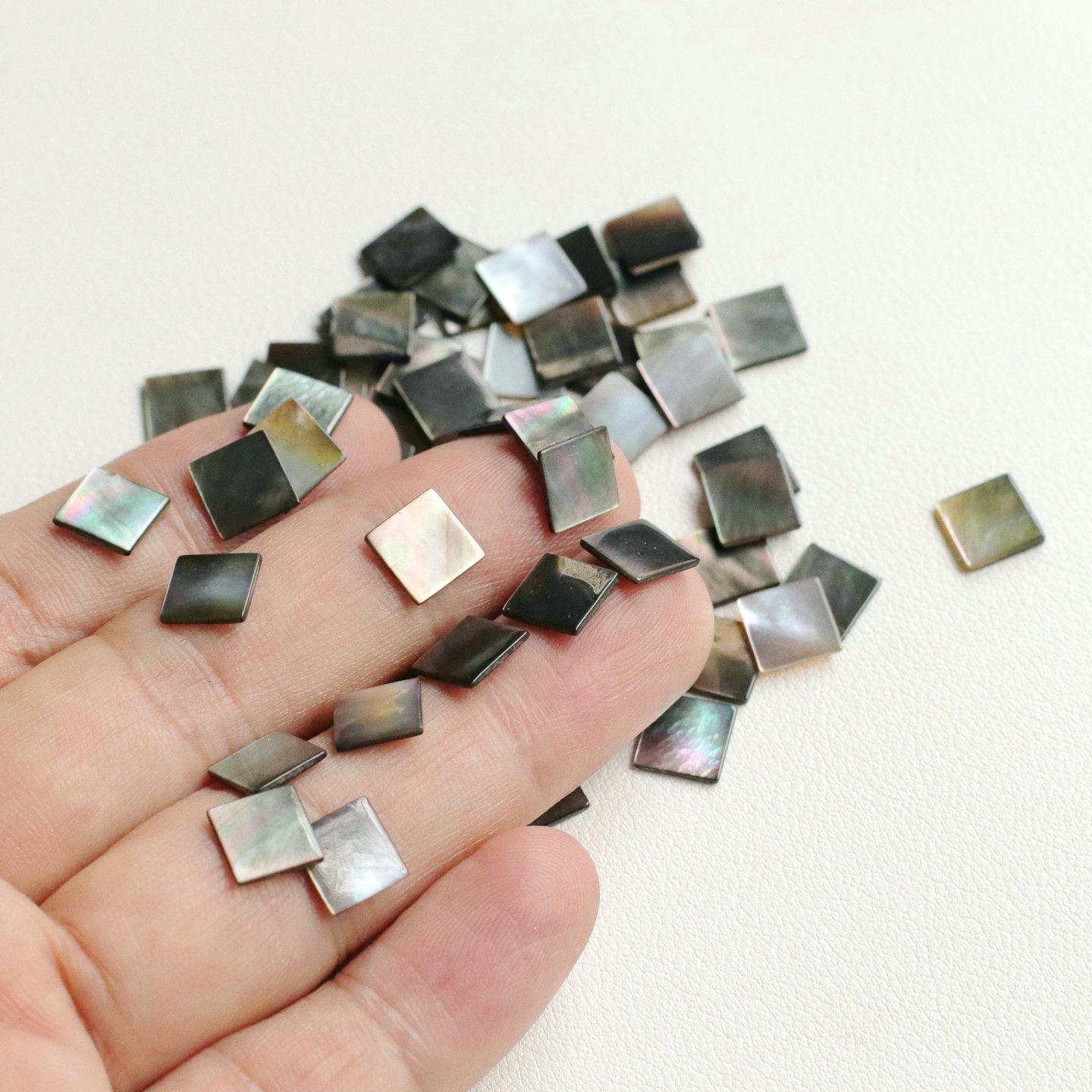 8mm Black Mother-of-Pearl Inlay Square Shell Hairpin Earring DIY Accessories
