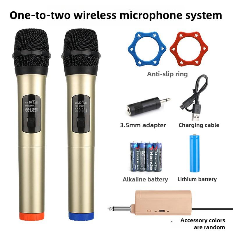 Microphone 1-to-2 Wireless Microphone Outdoor Stage KTV Conference Home Karaoke Sound Equipment