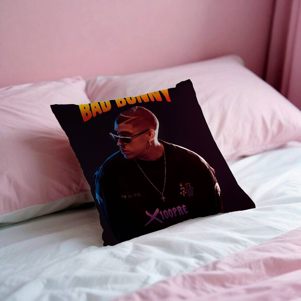 B-Bad B-Bunny Love X100pre Pillow Case Throw Pillow Cover Nordic Vintage Style Cushion Covers Home Living Room Sofa Couch Seat