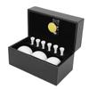 Club Ball Present Box Set with 3 Balls 54mm Tees Metal Hat Clip PU Leather Box for Practicing