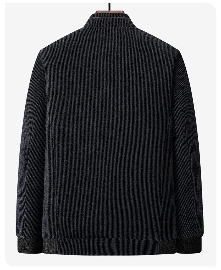 2025 Men's Plus Velvet Thickened Wool Coat - Autumn/Winter Style for Middle-aged and Elderly