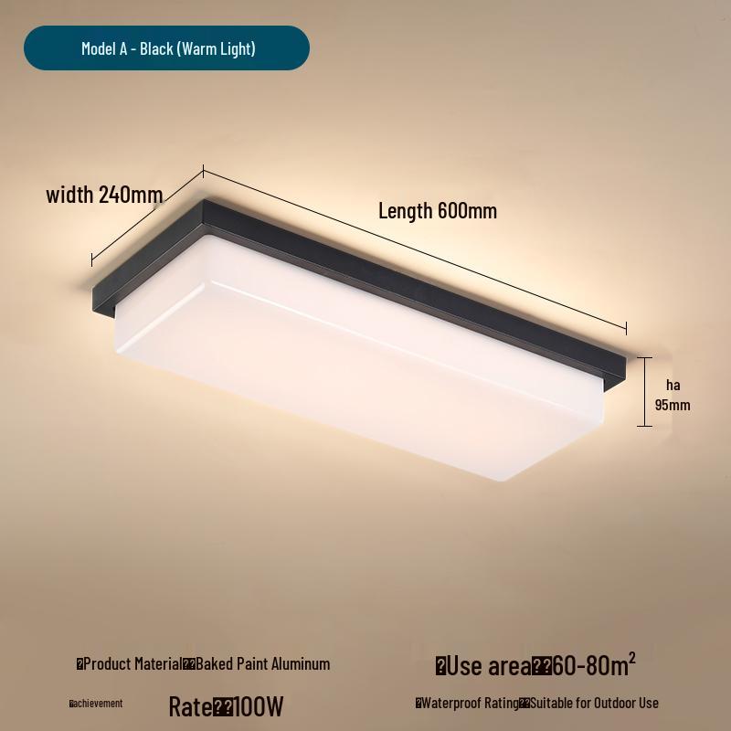 Super Bright Insect-Proof Outdoor Ceiling Light for Greenhouse, Balcony, Corridor, Eaves, Gazebo, Terrace, Foyer