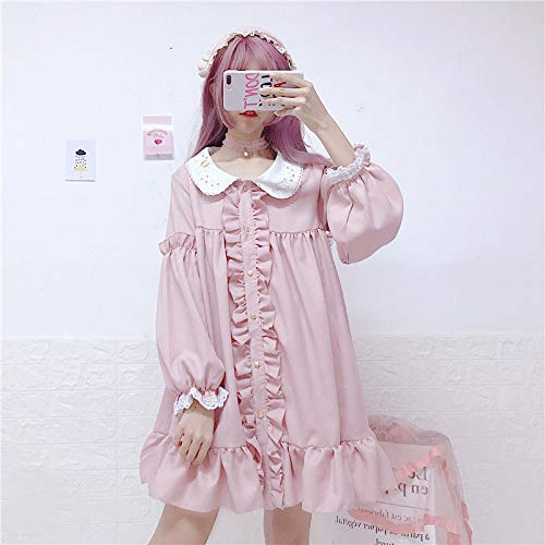 Lady Lazy Lolita Rochie cu mânecă lungă Fusta dintr-o bucată deasupra genunchiului Loli Frill Costume Photography Sweet Loli Princess Cosplay Anime Crossdressing