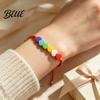 Sweet Aesthetic Hand Ornament Colorful Hearts Bracelet Handmade Braided Cord String Adjustable Fashionable Stackable Bracelet Heart Shaped Clay Beads