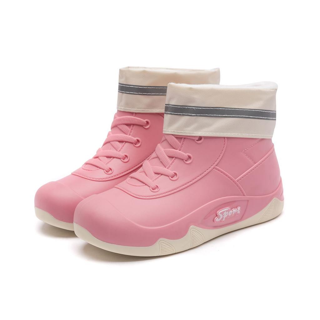 2025 New Women Waterproof Rain Boots for Women Fake Lace Up Ankle Rubber Rain Shoes Non-slip Four Seasons Woman Water Boots
