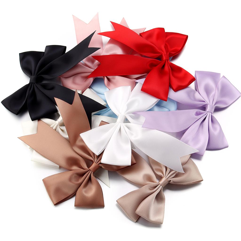 4pcs 12x13cm Large Size Satin Ribbon Bows Mutilcolor Ribbon Bow Flower DIY Decoration Headwear Hairclips Accessories