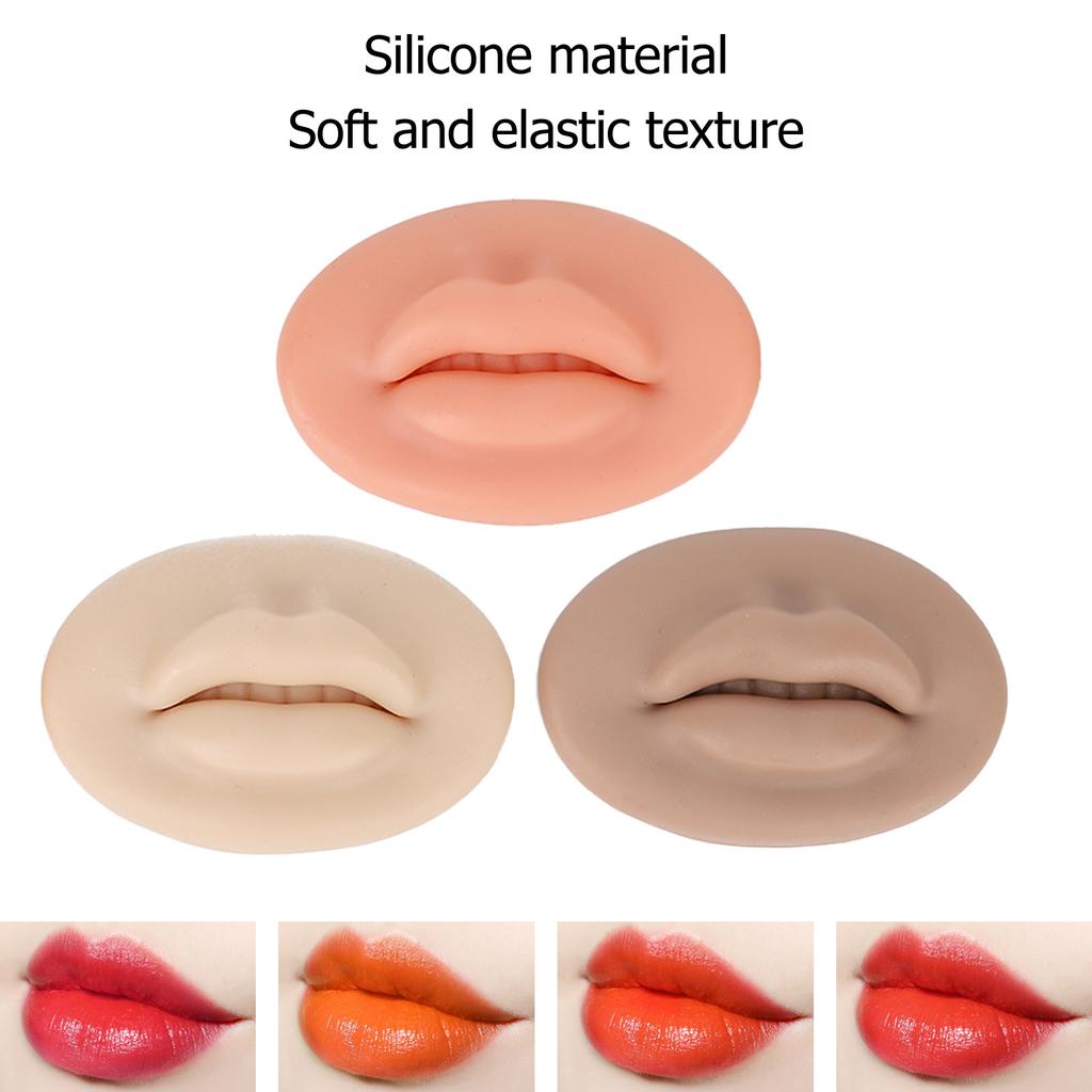 3 Pcs 3D Silicone Lips Elastic Semi Permanent Soft Real Skin Touch Feeling Fake Lips Tattoo Practice Lips