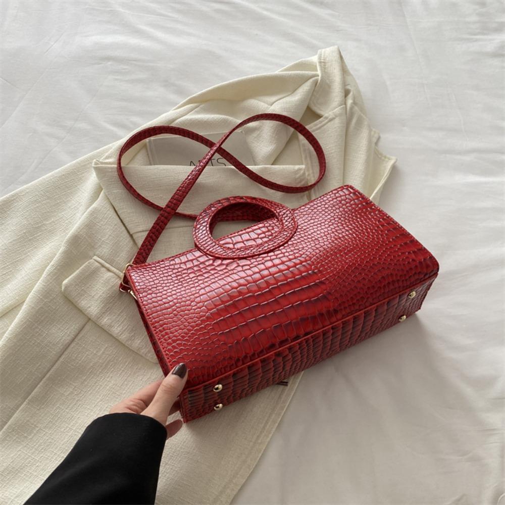 Casual PU Leather Women Handbags High-capacity Crocodile Pattern Square Bag Female Clutches