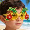 Hawaiian Sunglasses for Party, Summer Beach Glasses with Palm Tree & Hibiscus Flower, Funny Costume Prop Shades for Vacation Photo Booth Decor