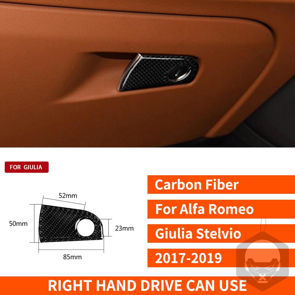 

Для Alfa Romeo Giulia Stelvio 2017-углеродное волокно, второй пилот, ручка для хранения, коробка, кнопка, отделка, наклейка, декор автомобиля RHD