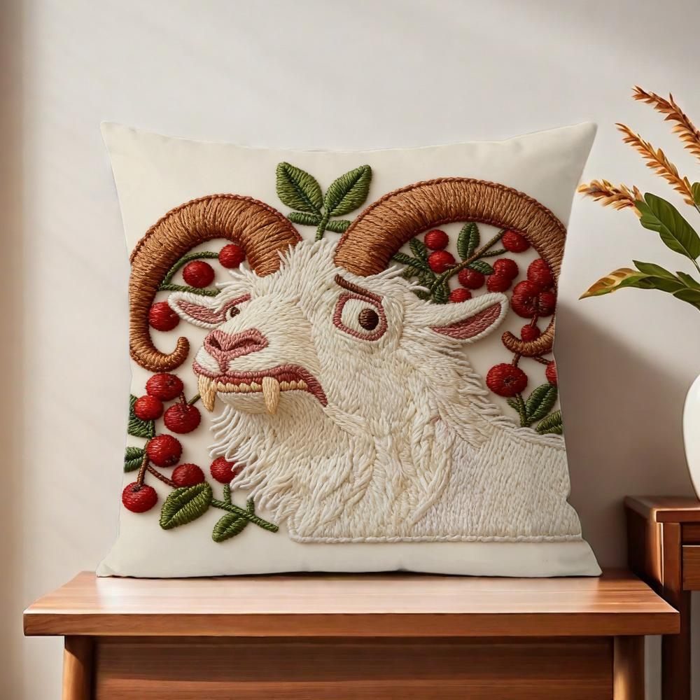 Spooky Goat Face 2D cute cushion cover For Pillow Printing Sofa Decoration Home Car Room Coffee Shop Office Nordic Simplicity
