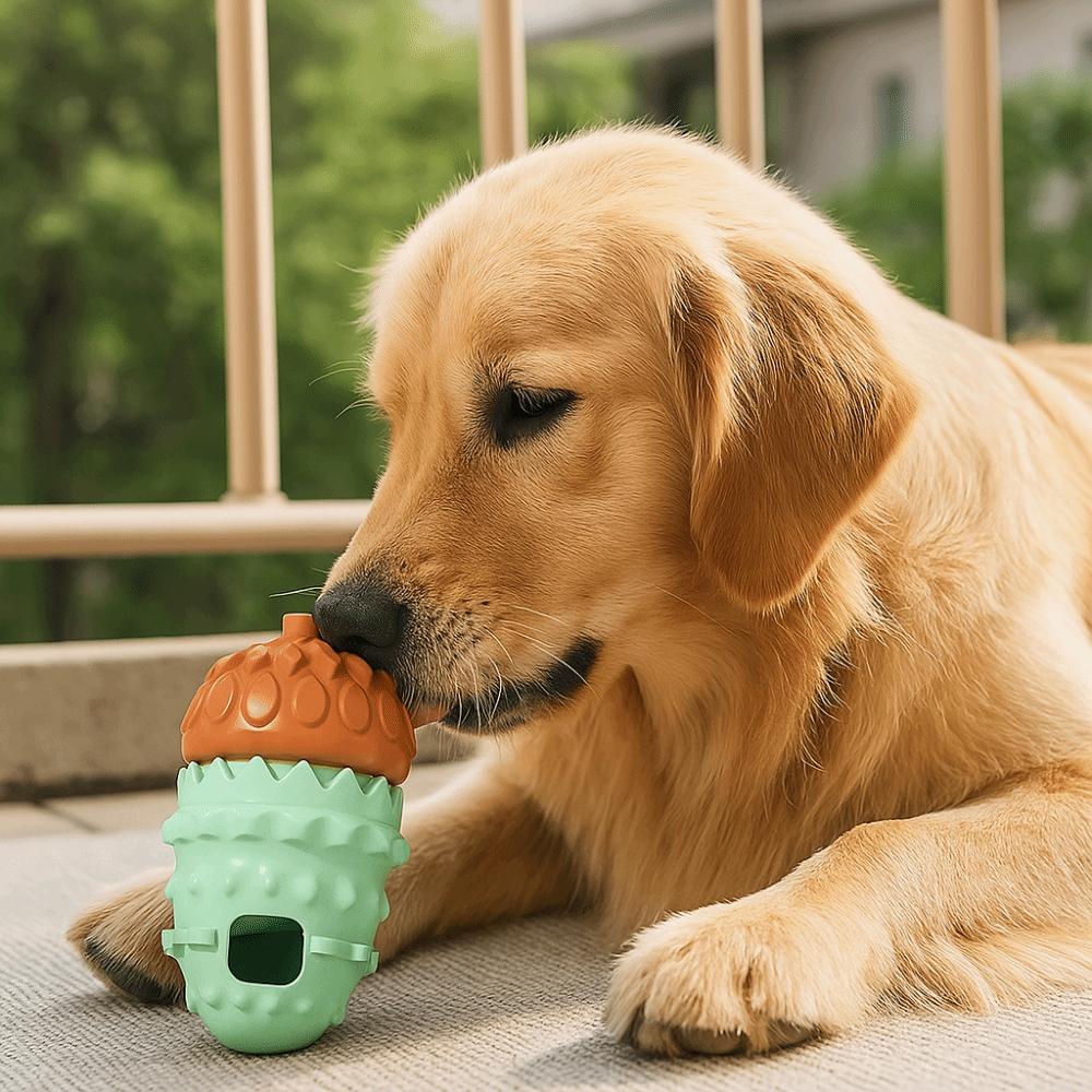Food Dispensing Bite Resistant Pet Leakage Food Toys TRP Durable Interactive Dog Toys Pinecone Shape Slow Feeder Toy Training