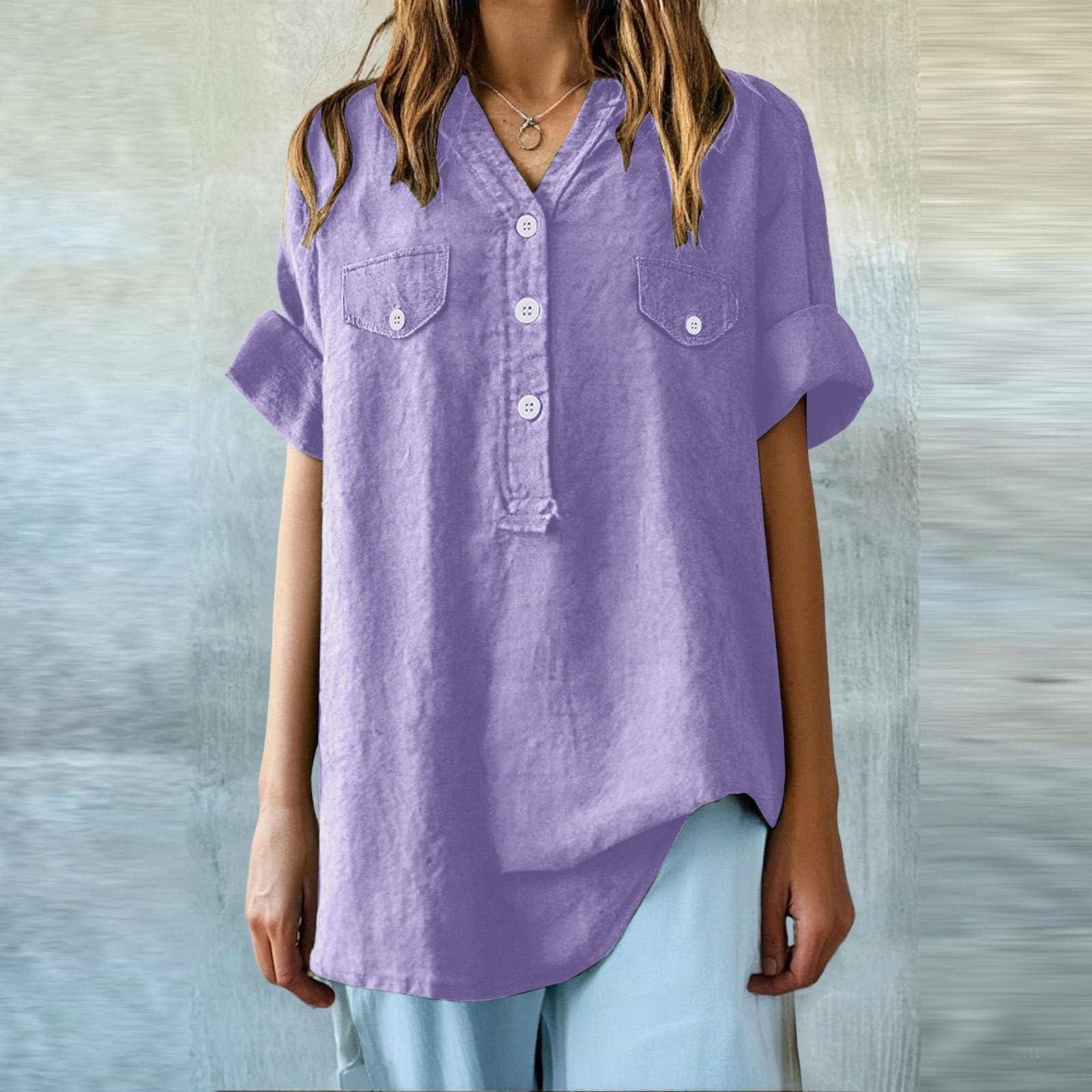 

Женская модная свободная повседневная летняя футболка с V-образным вырезом и коротким рукавом M