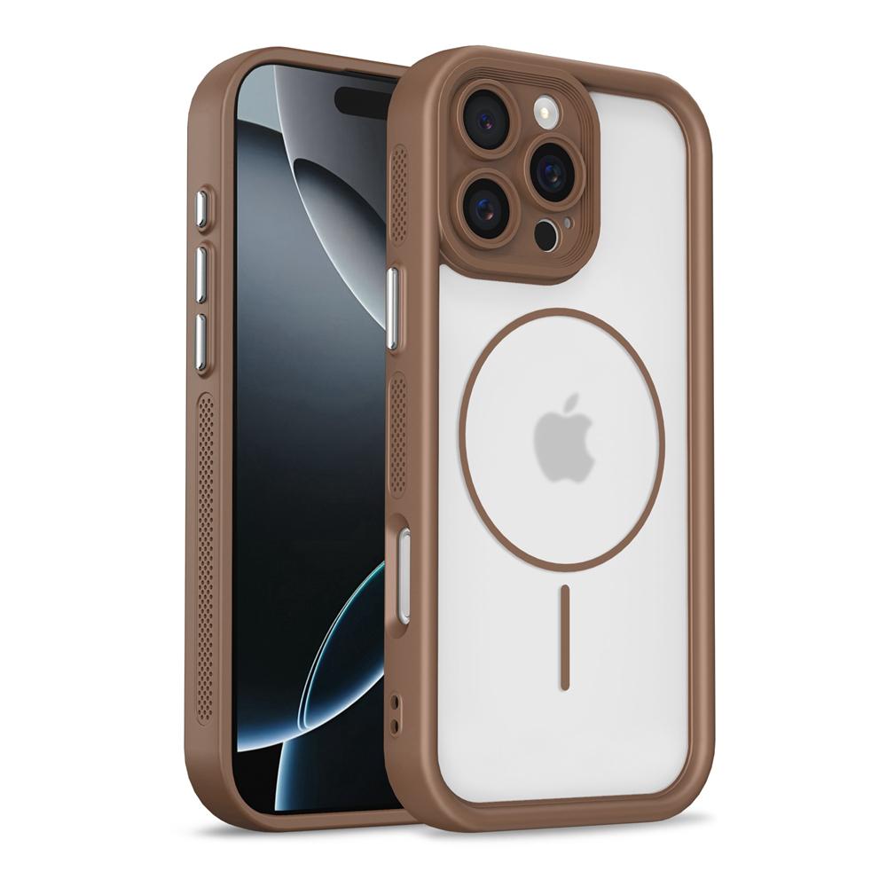 KEYSION Przezroczyste Matowe Magnetyczne Etui MagSafe do iPhone 15 16 Pro Max 16 Plus Silikon+PC Pogrubiona Ramka Odporne na Wstrząsy Pokrowiec na Telefon