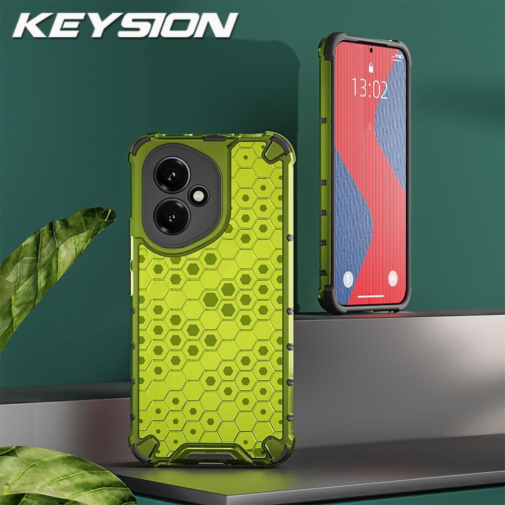 KEYSION Stoßfeste Panzerhülle für HONOR 400 Pro 5G Weiches Silikon+PC Transparentes Waben-Handy-Rückcover für Huawei Honor 400