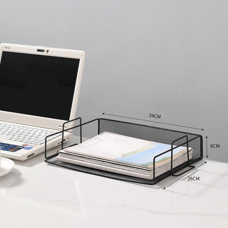 Four-Layer Metal Mesh File Rack and Book Stand