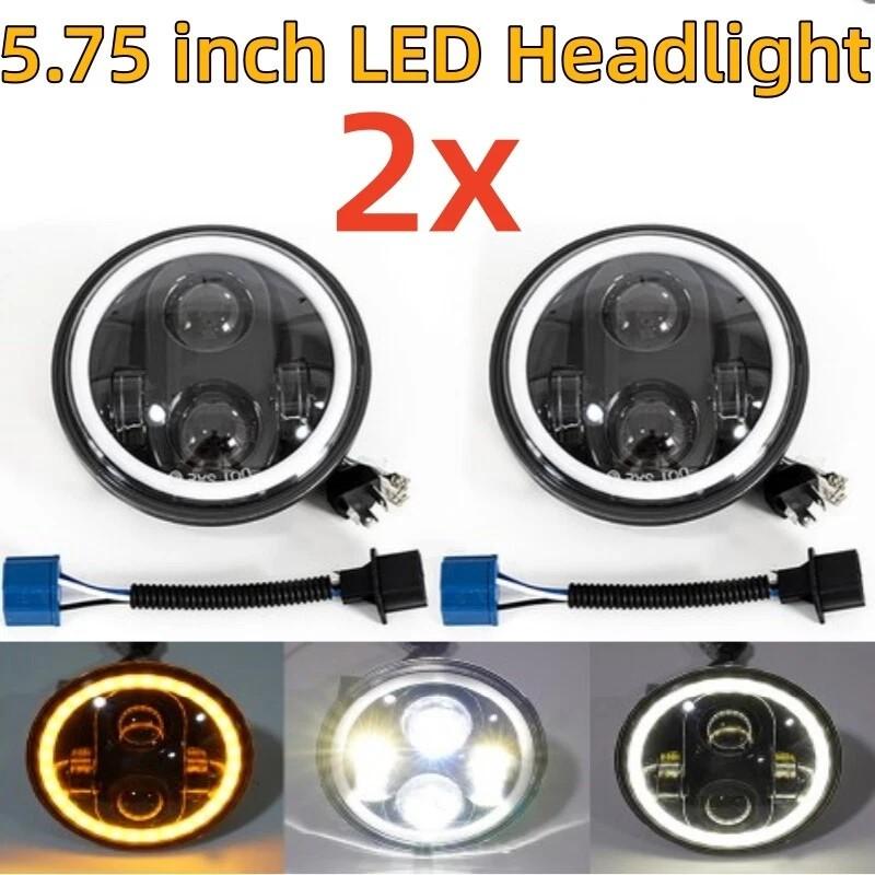 2x 5.75" Fit For Indian Scout Bobber Rocket 3 LED Headlight Hi/Lo Beam Projector