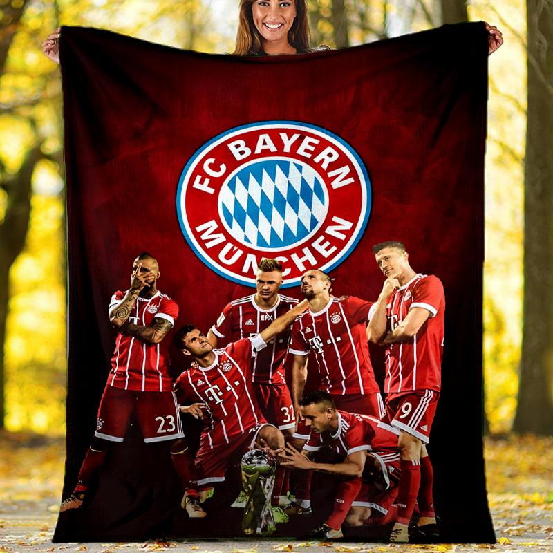 1pc B-Bayern Munich Theme Blanket - Digital Print, Polyester, Cozy for All Seasons, Perfect for Outdoor, and Travel