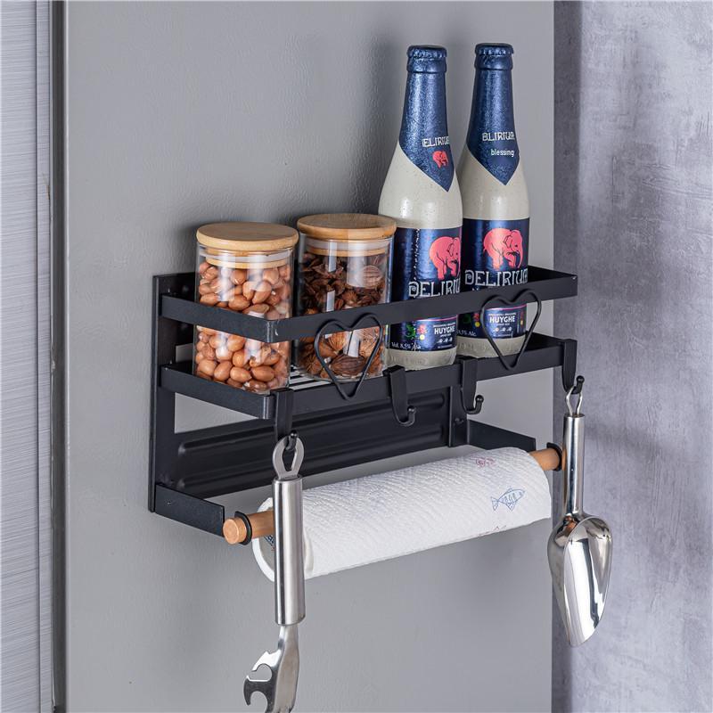 Magnetic Refrigerator Side Rack & Kitchen Paper Towel Holder with Cling Film Storage