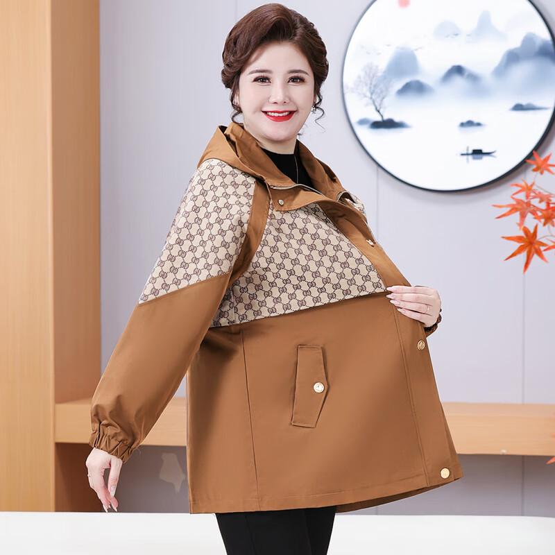 Fengxiao Women's Plus Size Loose Fit Hooded Autumn Jacket