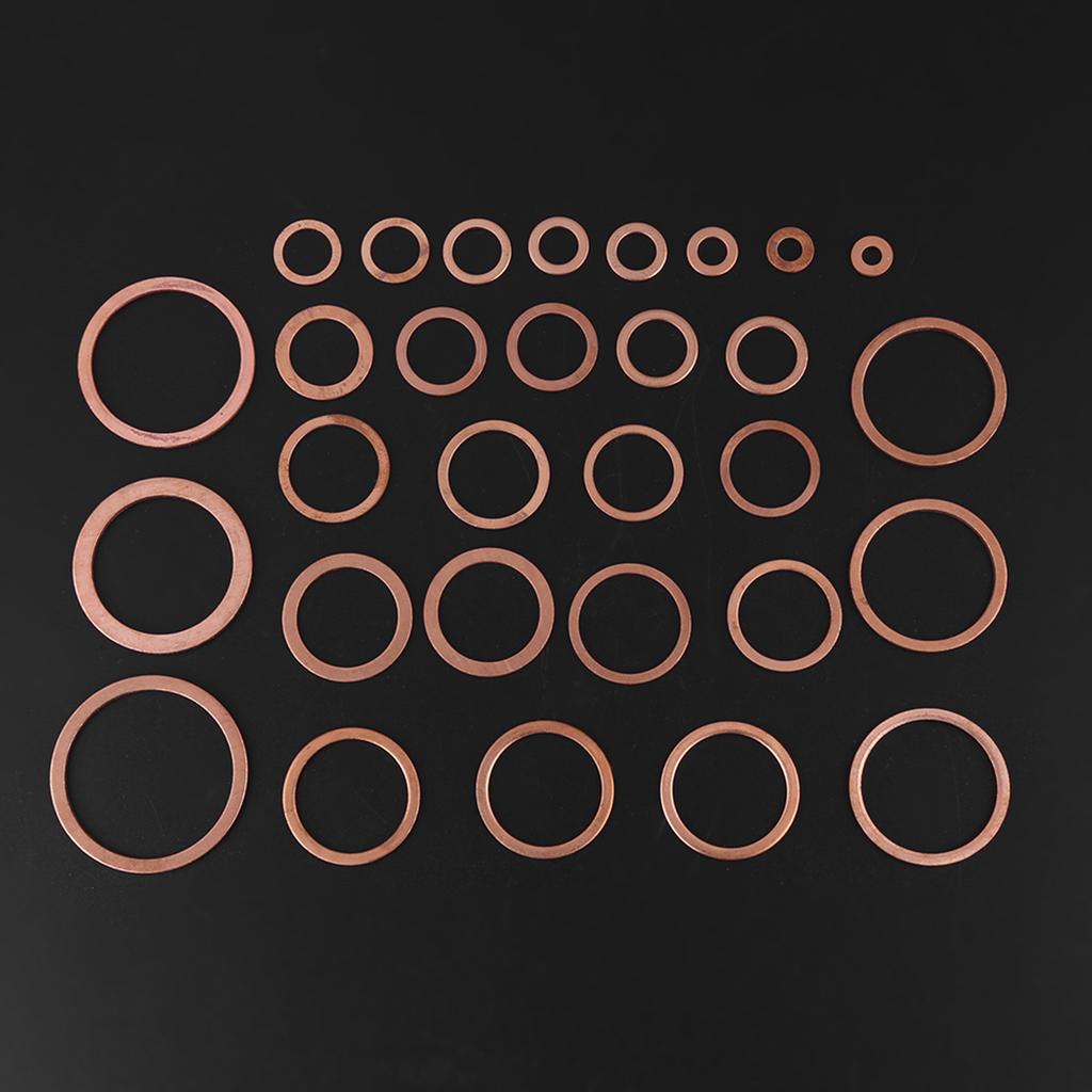 570pcs 30 Sizes Copper Washers Flat Ring Set Kit with Plastic Box