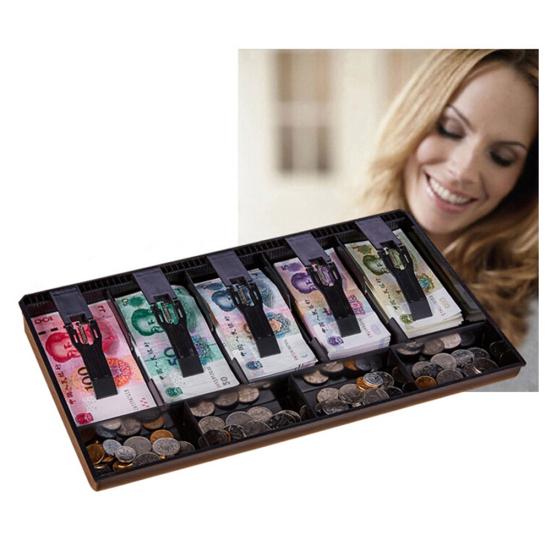 5 Grid Money Cash Coin Register Cashier Box Insert Tray Storage Drawer Organizer