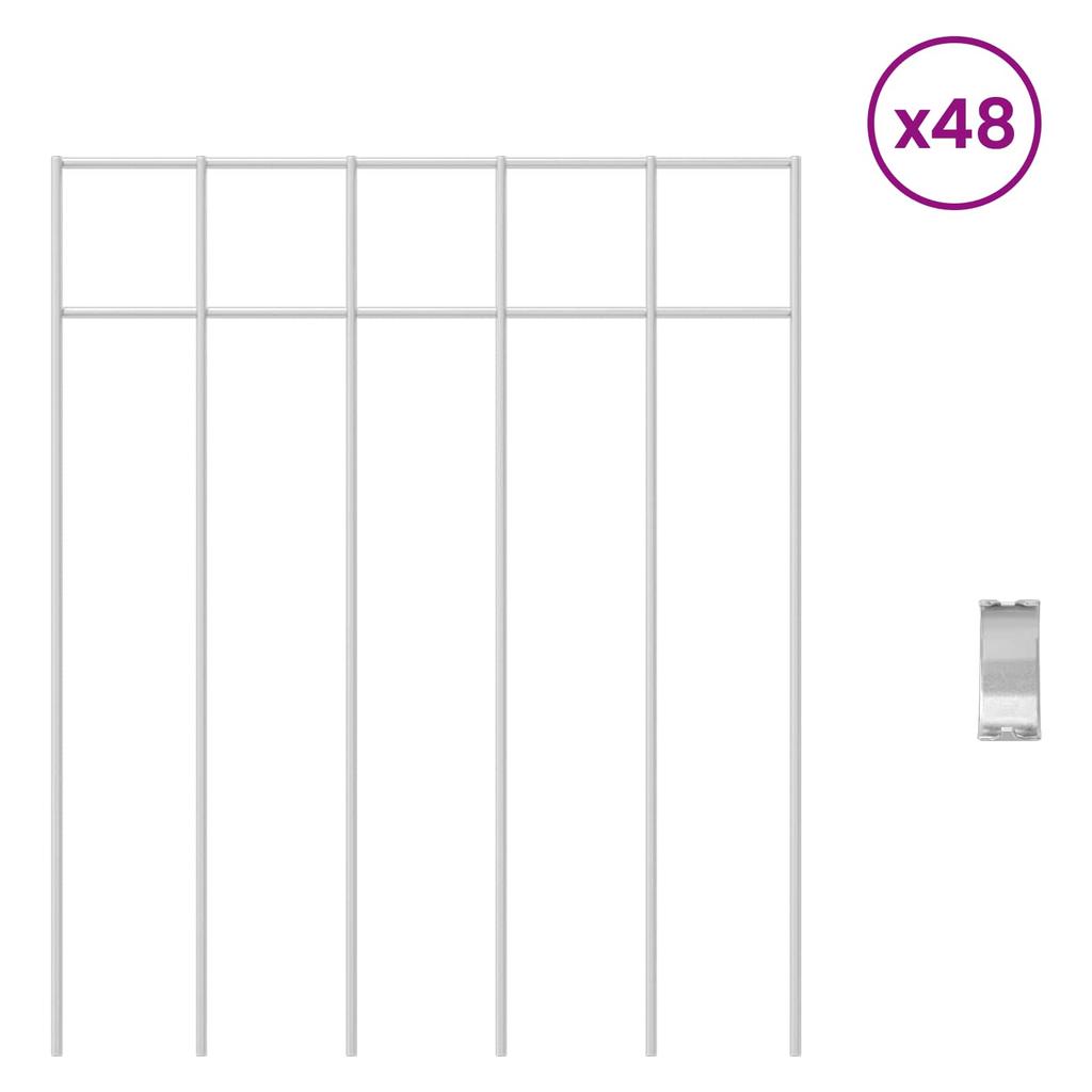 Garden Fence Panel 48 pcs Galvanized Steel Silver