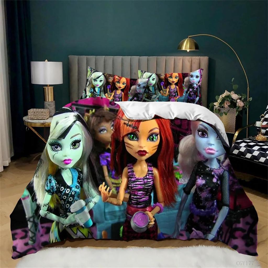 Exquisite 3D Monster Cartoon High Wallpaper Digital Printing Bedding Set Duvet Cover Comforter Bed Boys Girls Gift
