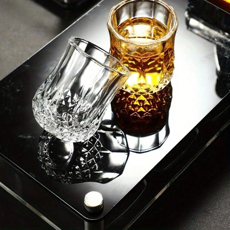 50ml sklenice z broušeného křišťálového skla, opakovaně použitelná, vhodná na whisky a likéry, skleněné nádobí, pro domácí bar, KTV