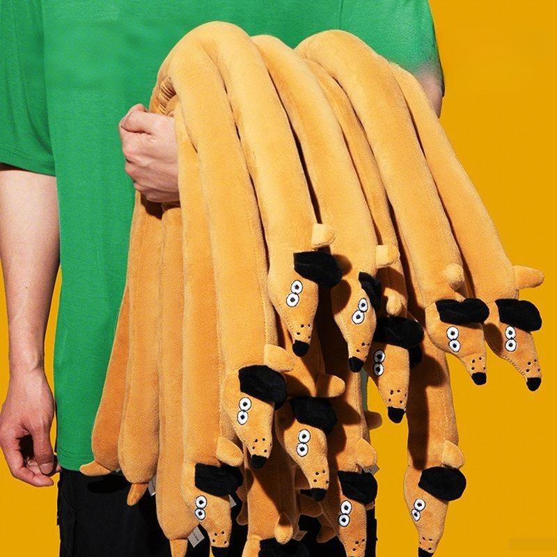 Pet Plush Toy Long Pillow High Quality Stuffed Soft Dog Plush Toys Bite Resistant Sound Puppy squeaky Sausage Dogs Toys Supplies
