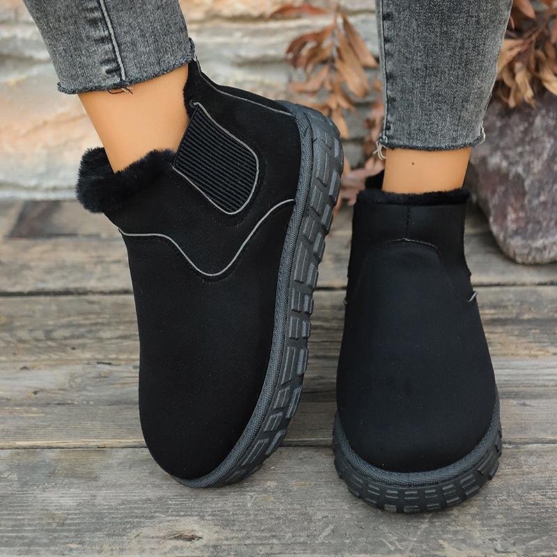 

Модные новые зимние сапоги для снега женские теплые однотонные больших размеров закрывающие ногу на платформе нескользящие с коротким голенищем хлопковые ботинки 42 чёрный