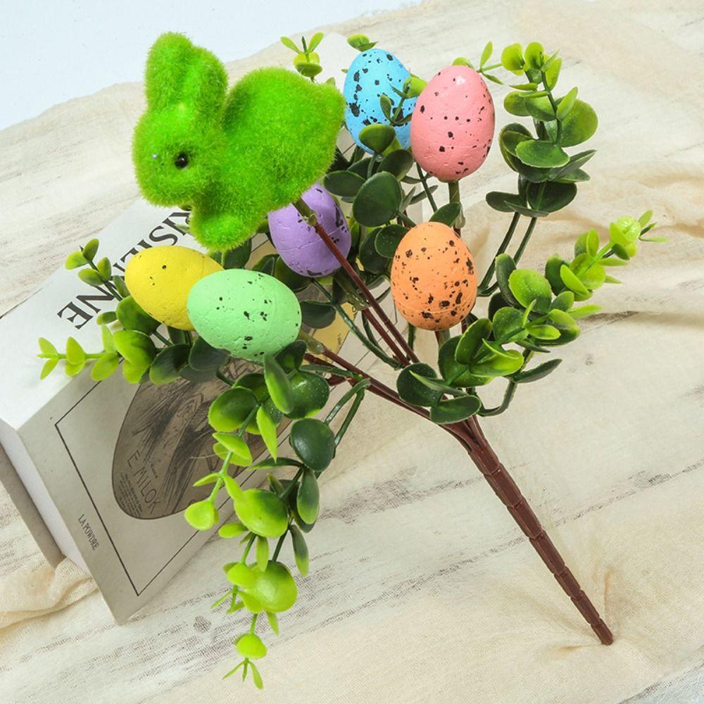 Artificial Easter Flower Foam Easter Egg Rabbit Flower Decor Spring Floral Stems Speckled Easter Plant Twig Branches for Easter