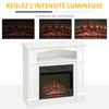 Elektrischer Kamin LED-Flammeneffekt einstellbare Helligkeit mit Fernbedienung - 1800 W - 80,5 x 32,3 x 80,5 cm weiß