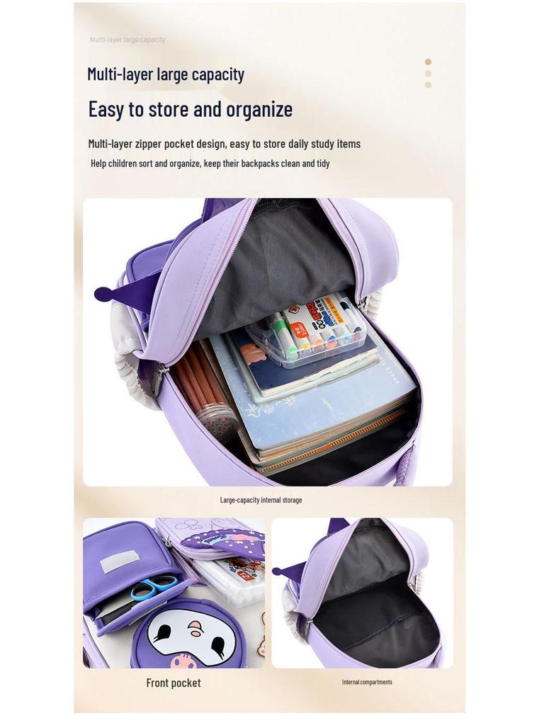 Kuromi Lightweight Cartoon Backpack for Girls - Cute, Weight-Reducing, Ideal for Kindergarteners