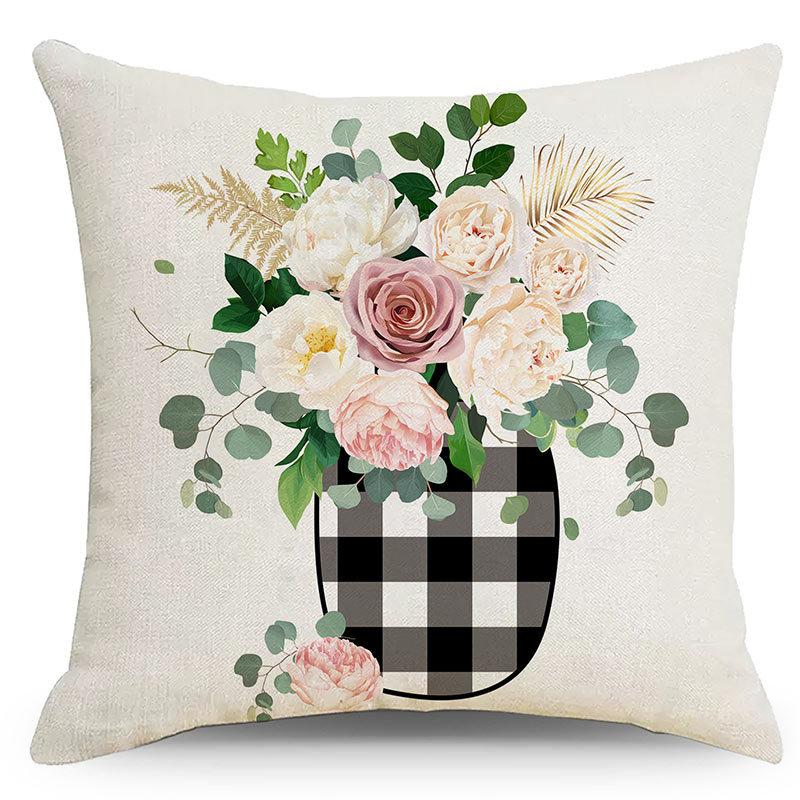 Pillow Case Spring Throw Pillow Case Flower Truck Farm Print Home Decor Cushion Cover Back Cushion