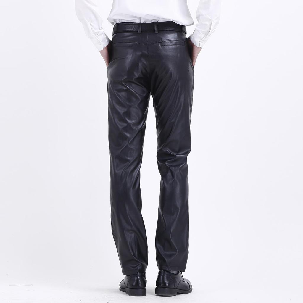 Men's Summer Stretchy PU Leather Pants: Waterproof, Oil-Resistant, Dirt-Resistant, Loose-Fit, Lightweight, Work Safety Casual Pants.