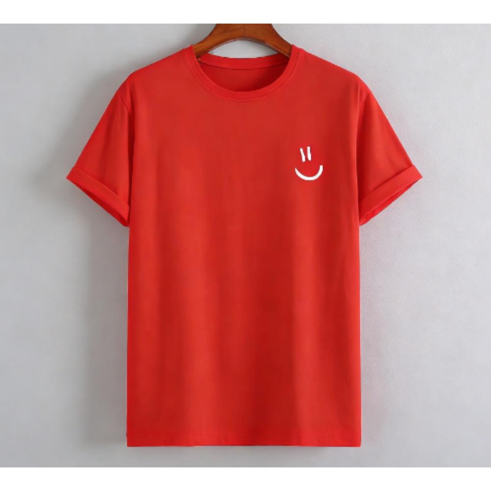 Men's Summer Fashion Sports and Leisure Loose Smiley Face Printed Round Neck Short-sleeved T-shirt Top