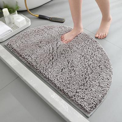 Bath Mat Semicircle Anti-slip Thick Soft Shaggy Super Water Absorbent Chenille Shower Floor Rug Pad Bathroom Bedroom Supplies