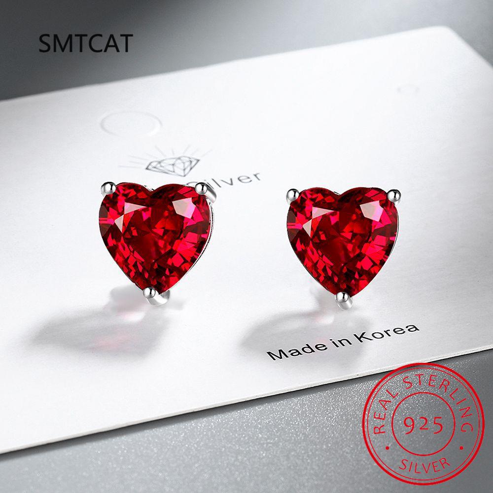 D VVS1 Heart Moissanite Earrings for Women Lab Grow Diamond Solid 925 Silver Plated Gold Stud Earring Oorbellen