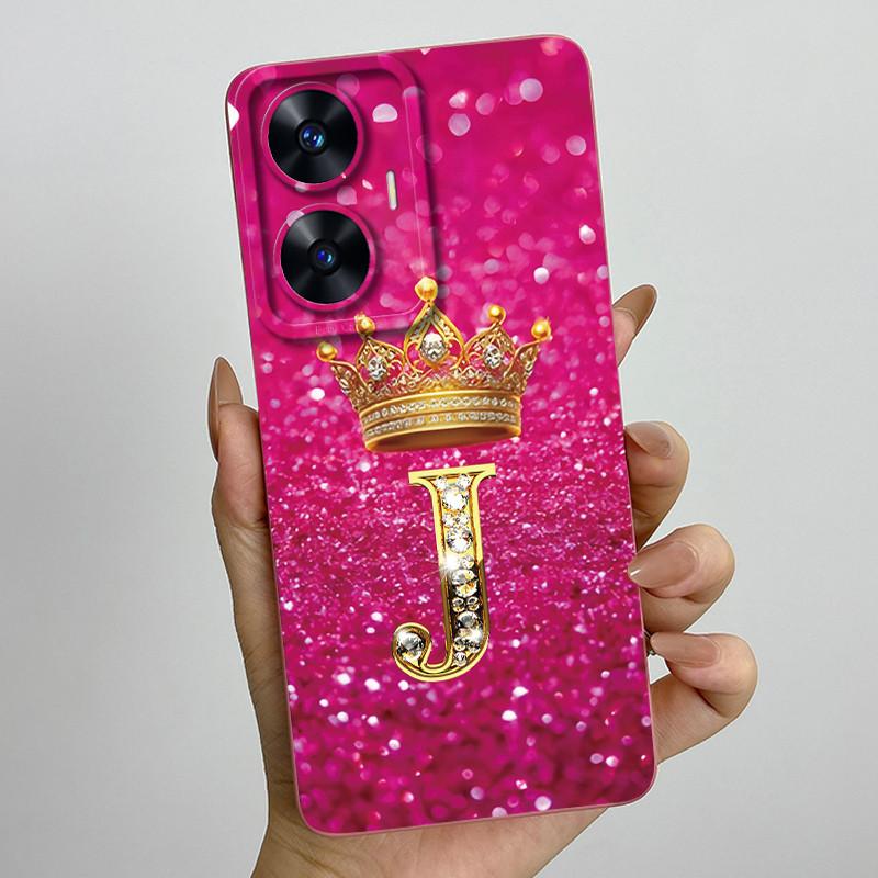 For Realme C55 RMX3710 Luxury Crown Letters Cover Soft Silicone Phone Case For Realme Narzo N55 C 55 RealmeC55 NarzoN55 Bumper
