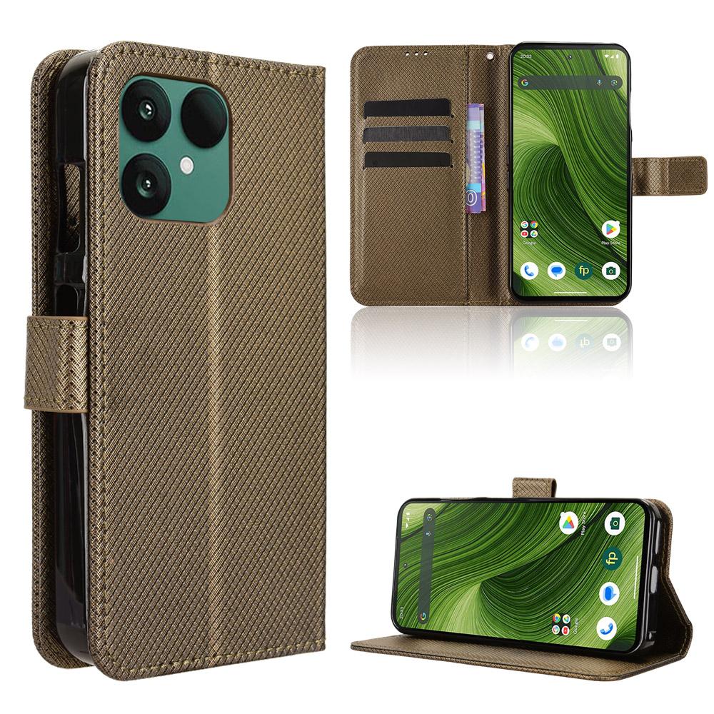 For Fairphone 6 Leather Wallet Case with Strap Diamond Texture Phone Cover