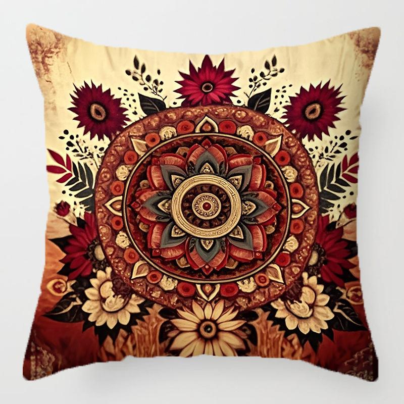 Home Decor Bohemian Floral Mandala Pattern Throw Pillow Pattern Cushion Cover Suitable for Sofa Bedroom Car Pillow Cover