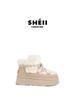 Warm version Hokkaido heater velvet straps color matching thick-soled lamb wool short boots women's snow boots cotton shoes women