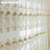 1 ks NAPEARL Luxusný priehľadný tyl s trojrozmernou výšivkou v európskom štýle pre dekoráciu okien obývacej izby, spálne, bytový dekor