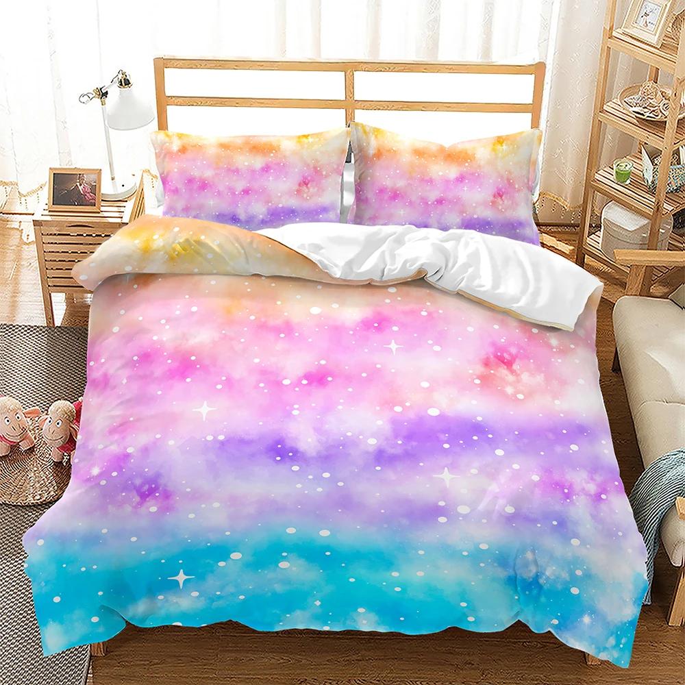 Comforter Rainbow Ombre Queen King Romantic Style Bedding Set For Girls Kids Teens 3 Piece Set With 2 S No Quilt