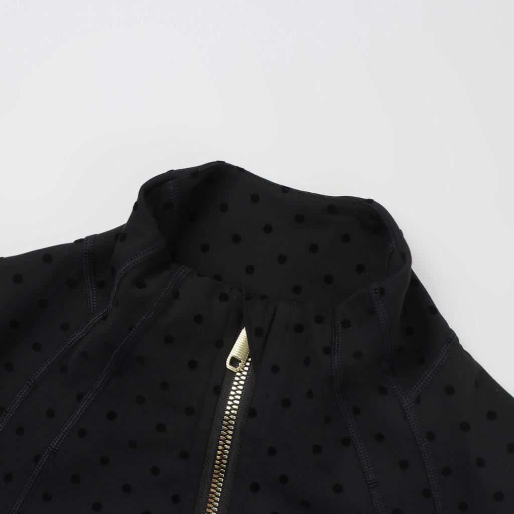 In-Stock Lulu Yoga Set: Black Stand Collar, New Zipper, Steel Stamp Gold Label, Defina Slim Fit Style.